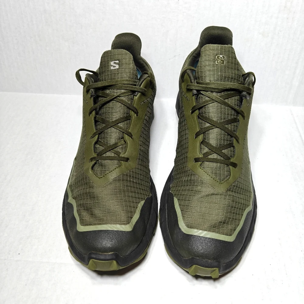 Salomon Alphacross 5 Gore-tex Trail Running Sneakers Lichen Green Olive Men's 13 - Picture 2 of 13